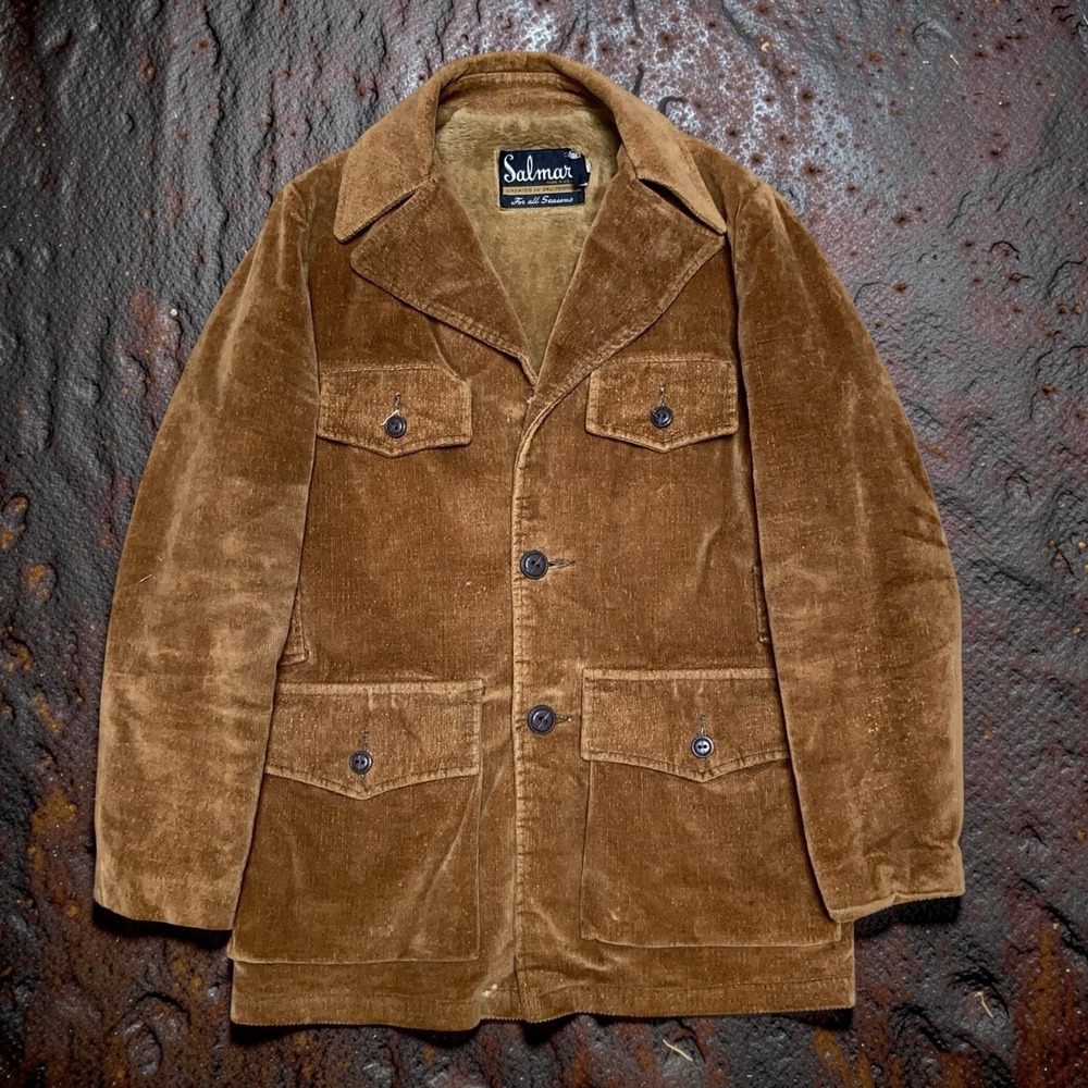 Vintage 60s 70s Salmar Corduroy Boa Ranch Jacket California Size S USA Made True